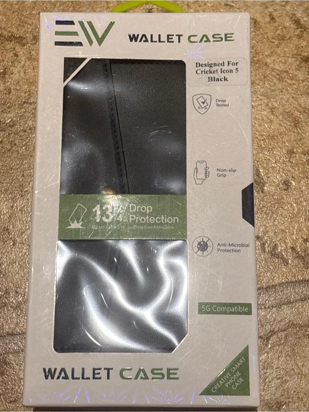 Tempered Glass Screen Protector for Cricket Icon 6 with Black & Pink Wallet